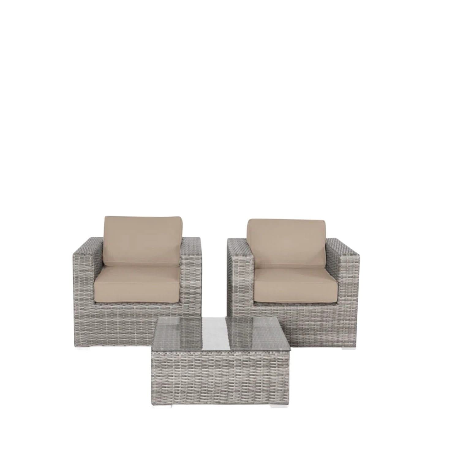 Wicker Seating Group Set With Table And Cushions