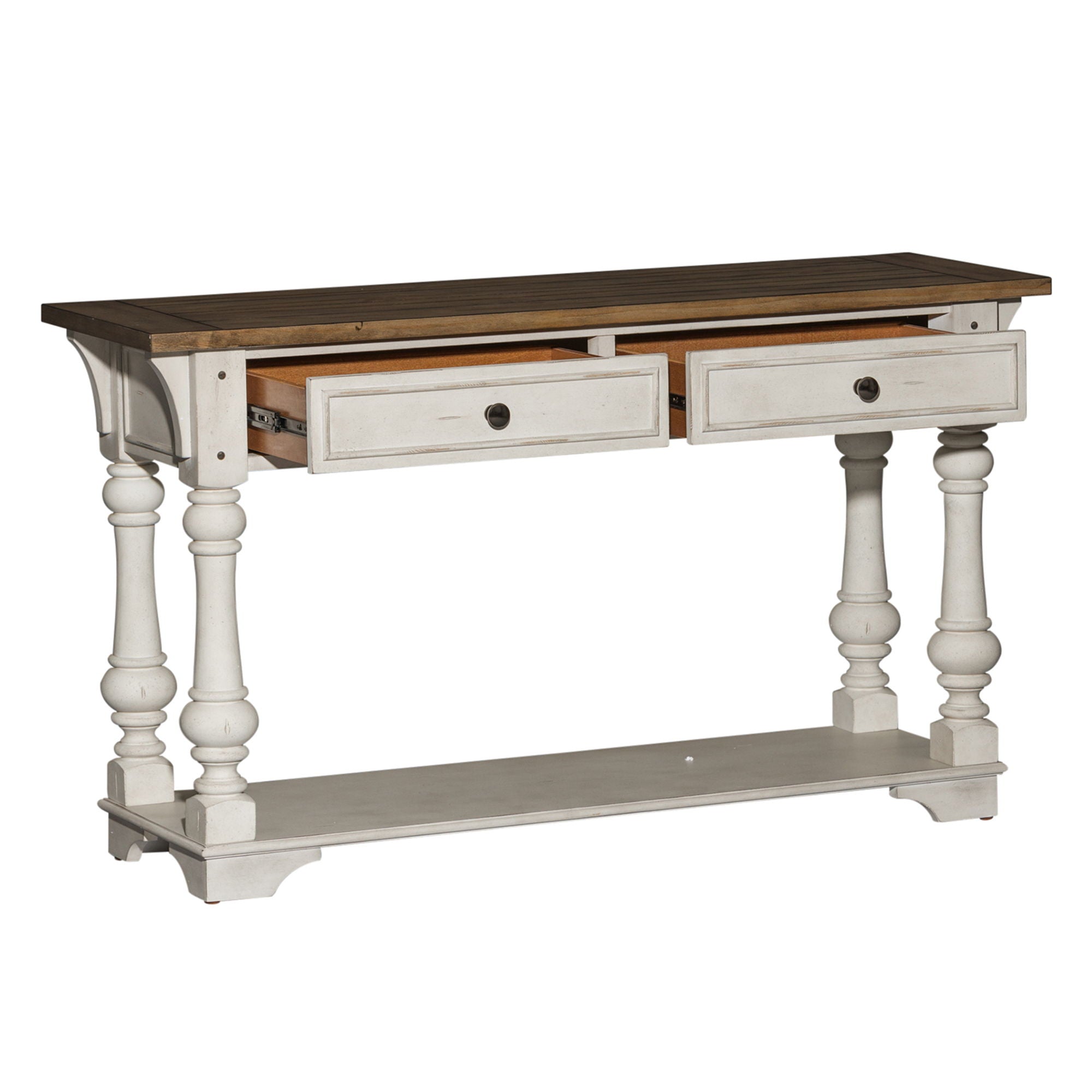 Morgan Creek - Sofa Table - Antique White / Wirebrushed Tobacco Accents