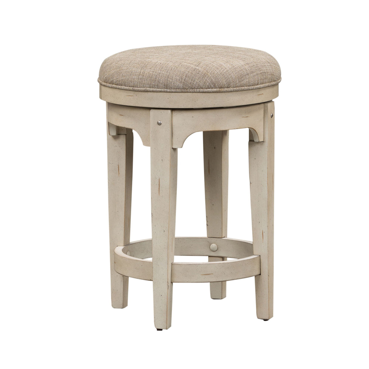 Morgan Creek - 4 Piece Console Set (1 Console 3 Stools) - Antique White / Wirebrushed Tobacco Accents