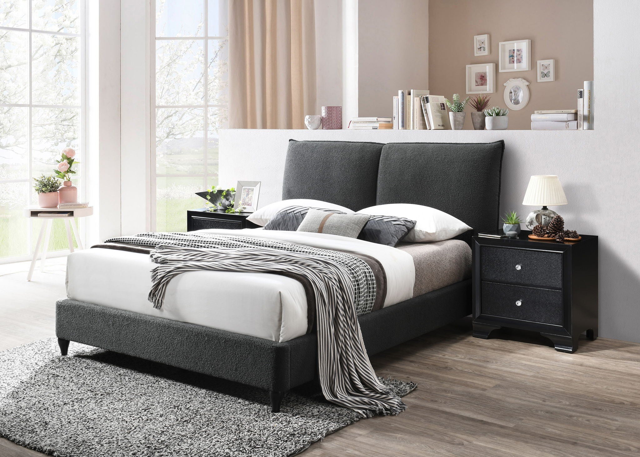 Jenn - King Bed - Charcoal