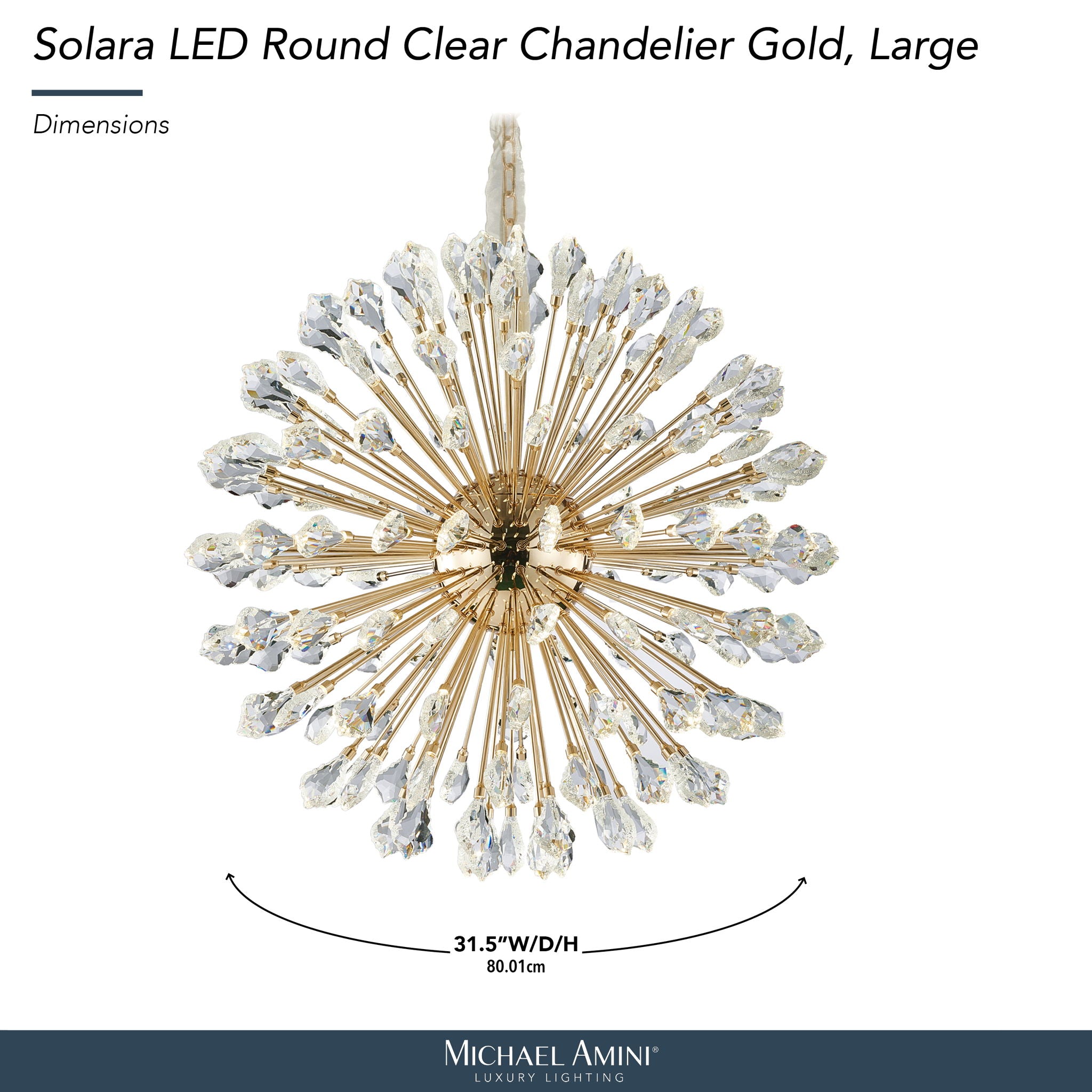 Michael Amini Lighting - Solara 32" Round Crystal LED Chandelier - Gold
