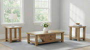 Beasley 3-Piece Wood Coffee Table Set Golden Oak