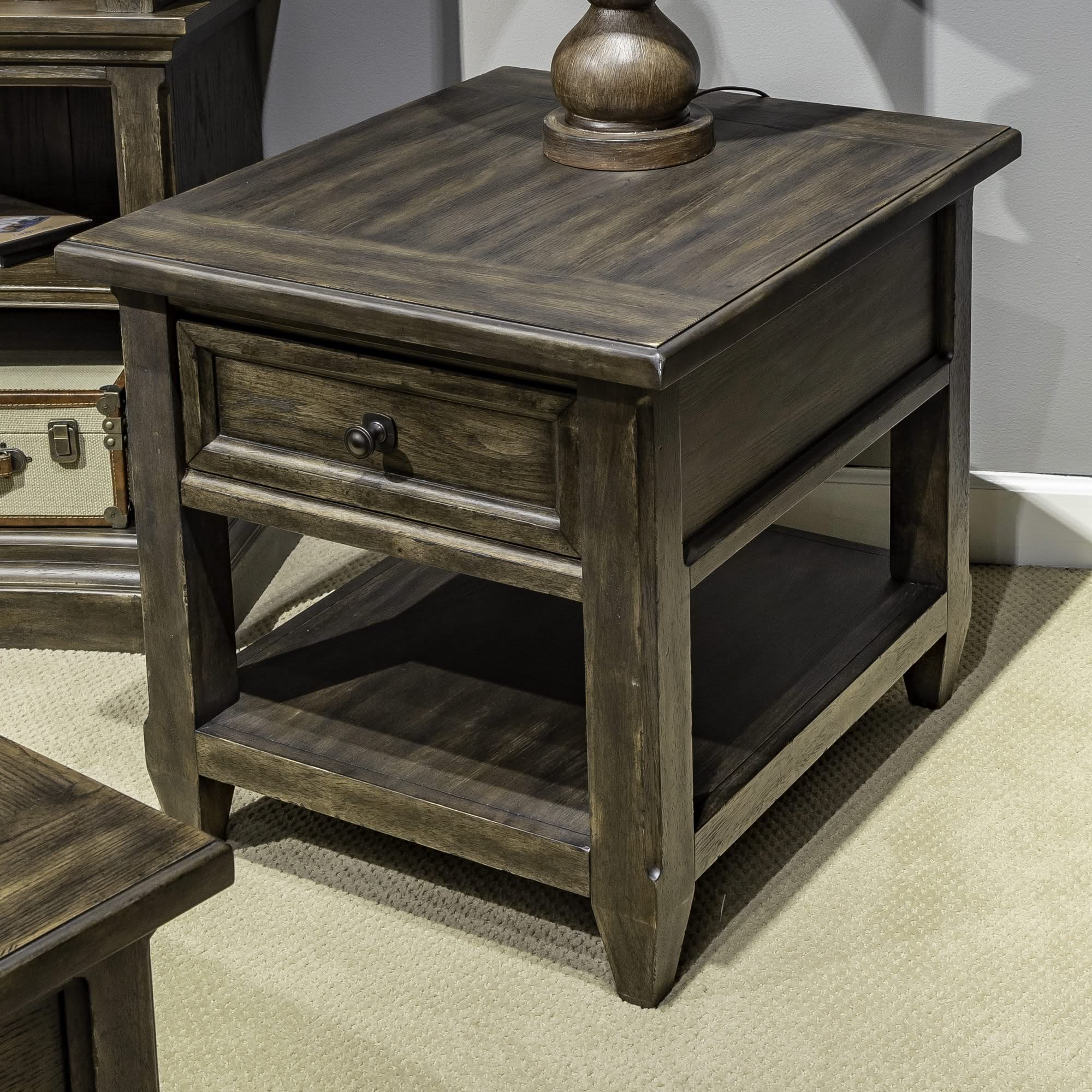 Paradise Valley - Rectangular End Table - Saddle Brown