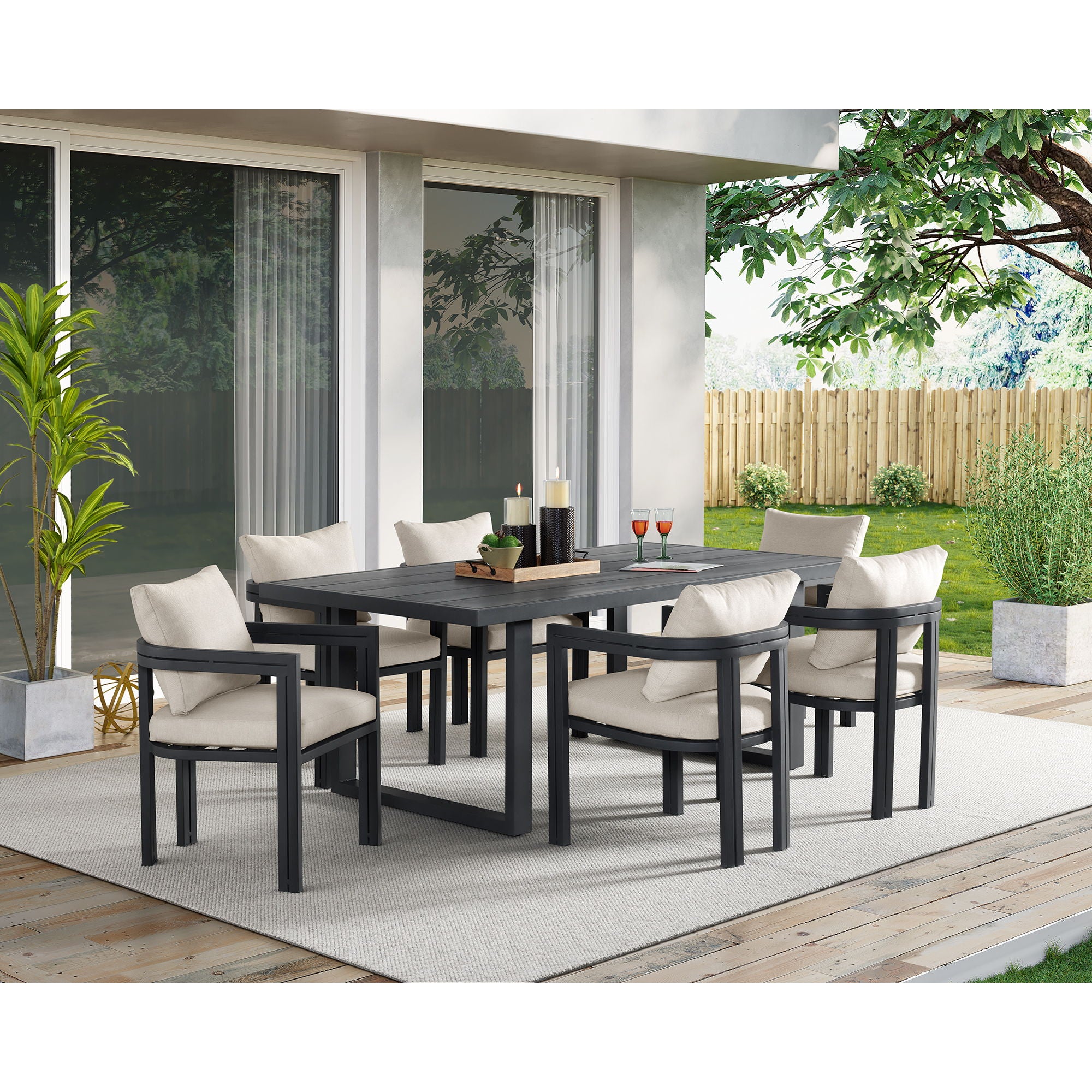 Playa - Dining Chair (Set of 2) - Dark Gray / Beige