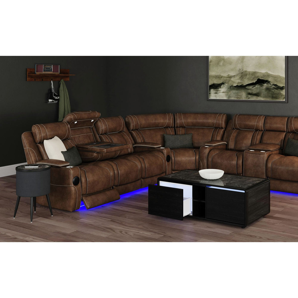 Halo - Round Smart End Table - Black