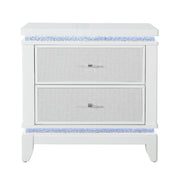 Adalid - Nightstand With Glittered Drawer Front And LED Lighting - White