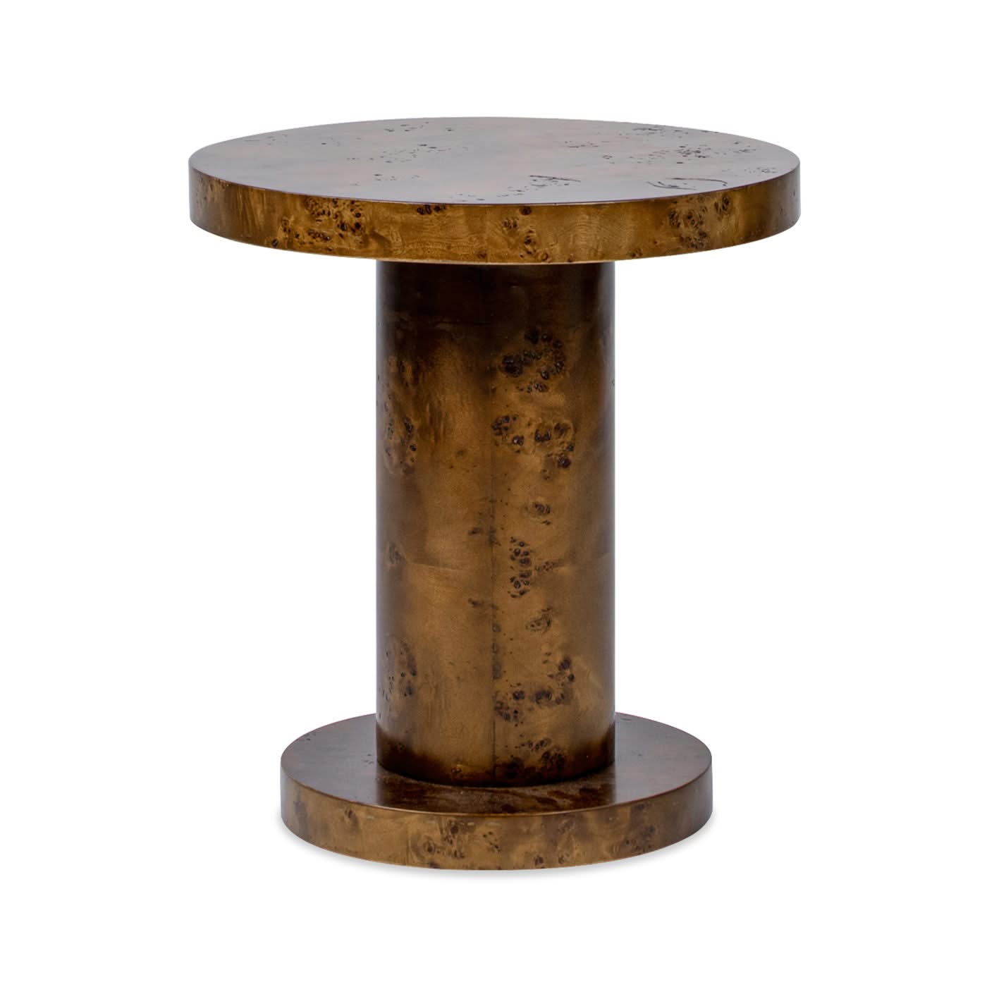 Bolin - Round Pillar Burl Accent Side Table - Walnut Brown