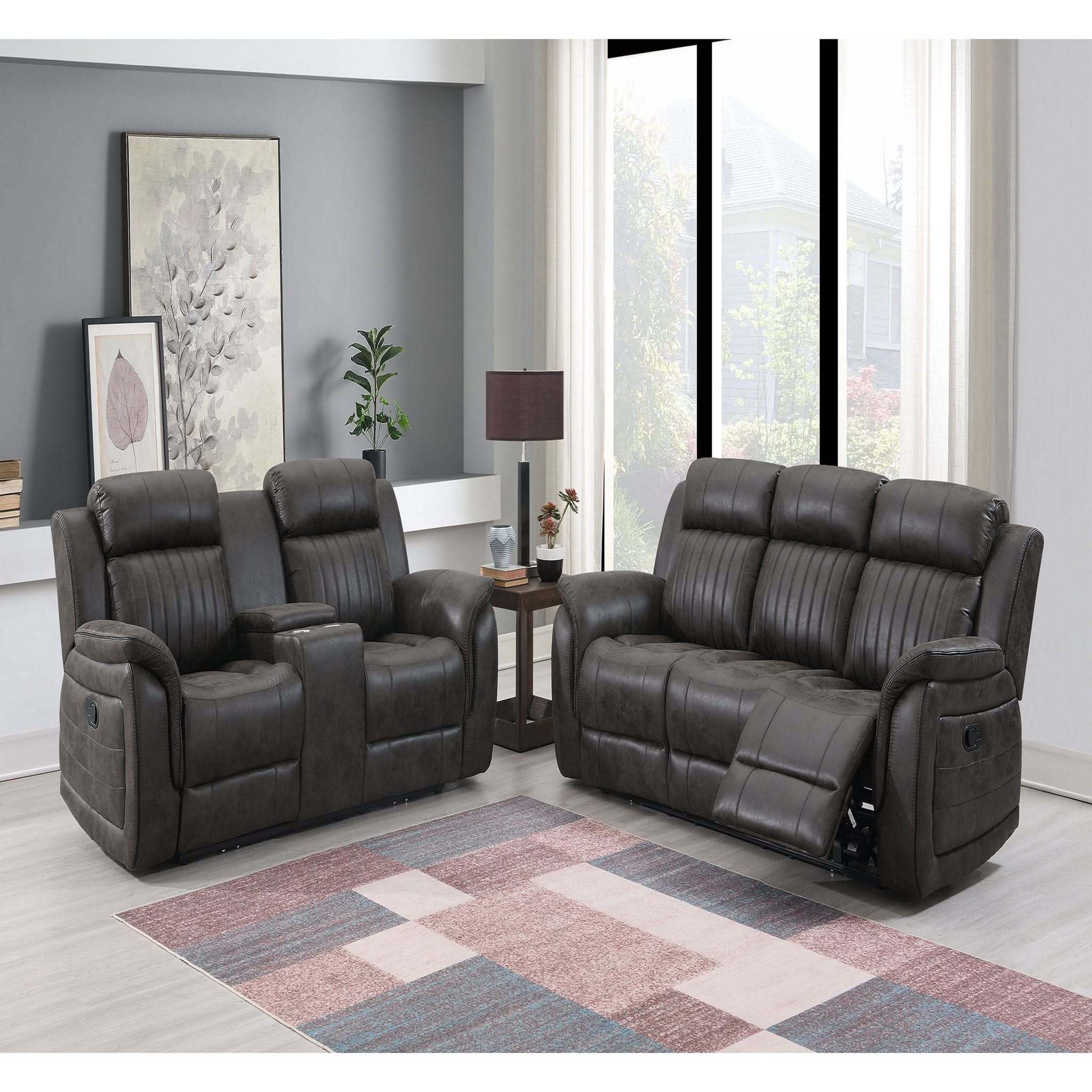 Steban - Console Reclining Loveseat - Gray