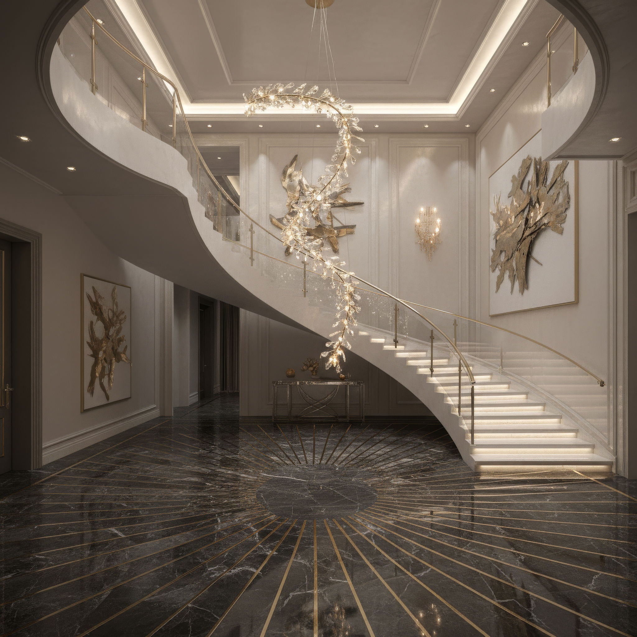 Michael Amini Lighting - Elora 98" LED Crystal Chandelier - Gold