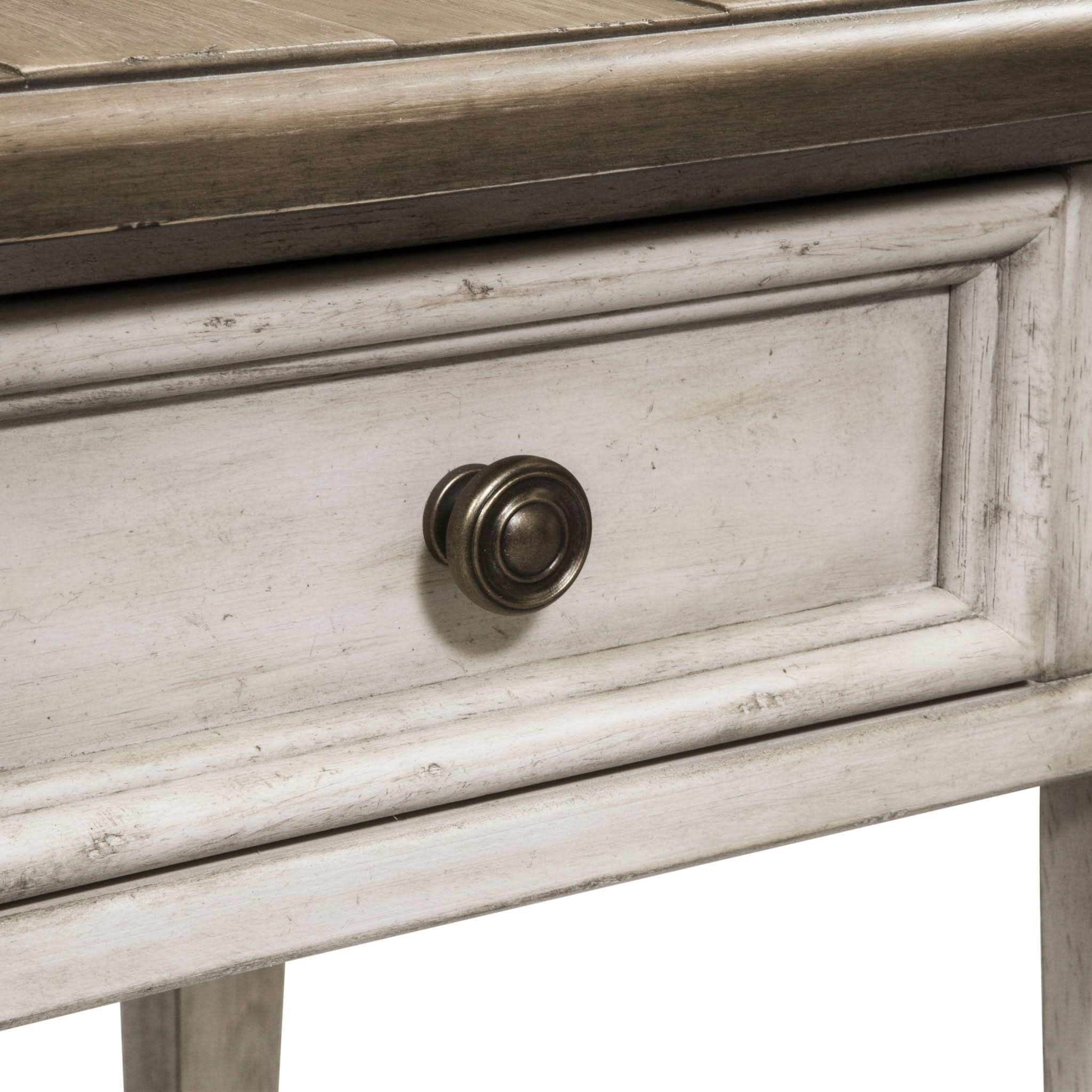 Heartland - Drawer End Table - Antique White / Tobacco Tops