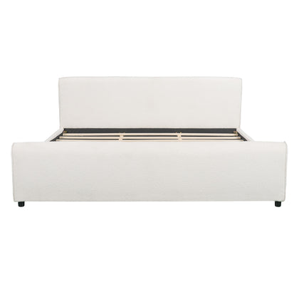 Luxury Upholstered Bed Frame With Curved Headboard & Footboard
