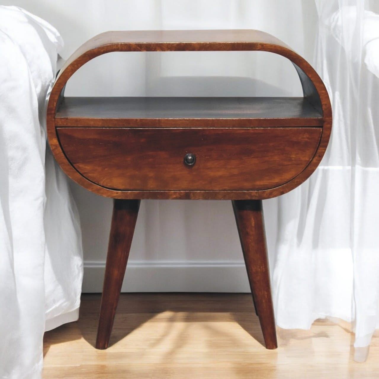 Large Chestnut Circular Bedside