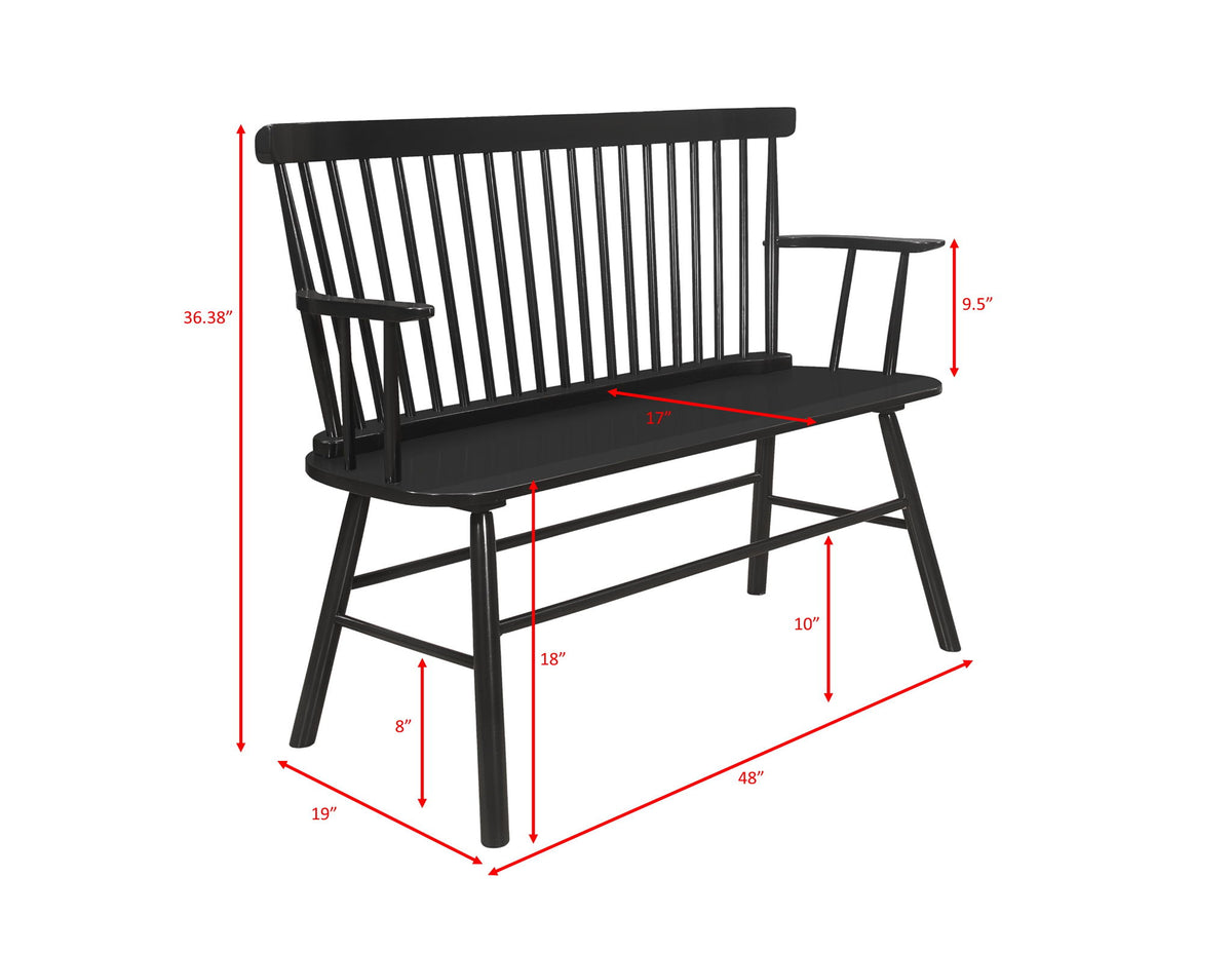 Jerimiah - Spindleback Bench - Black