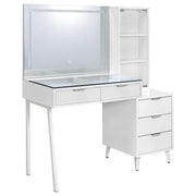Souza 5-Drawer Makeup Vanity Table With LED Mirror White High Gloss