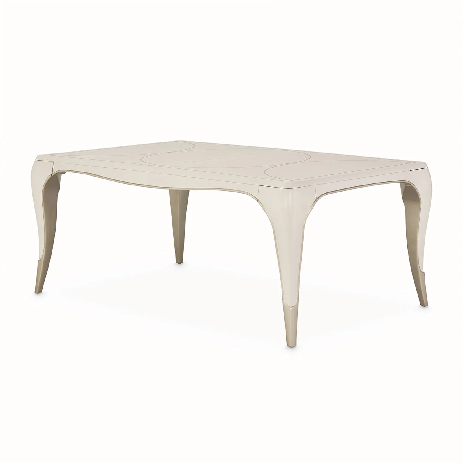 London Place Creamy Pearl Rectangular Dining Table with Platinum Accents