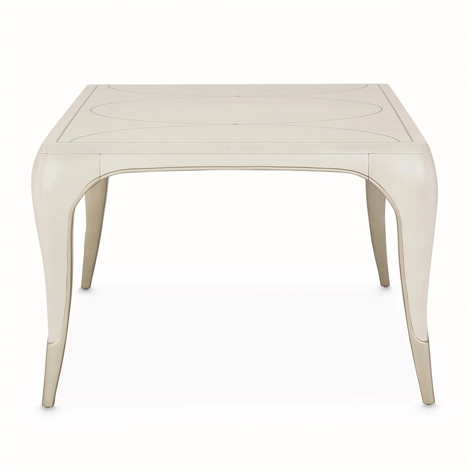 London Place Creamy Pearl Rectangular Dining Table with Platinum Accents