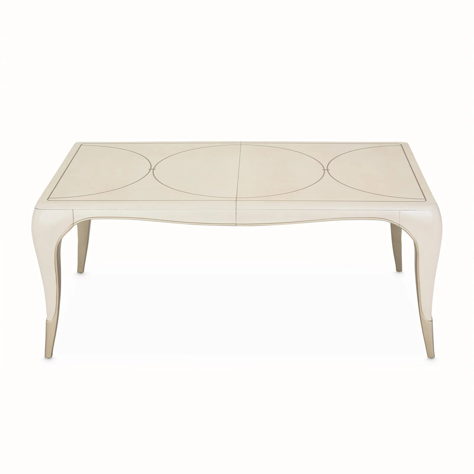 London Place Creamy Pearl Rectangular Dining Table with Platinum Accents