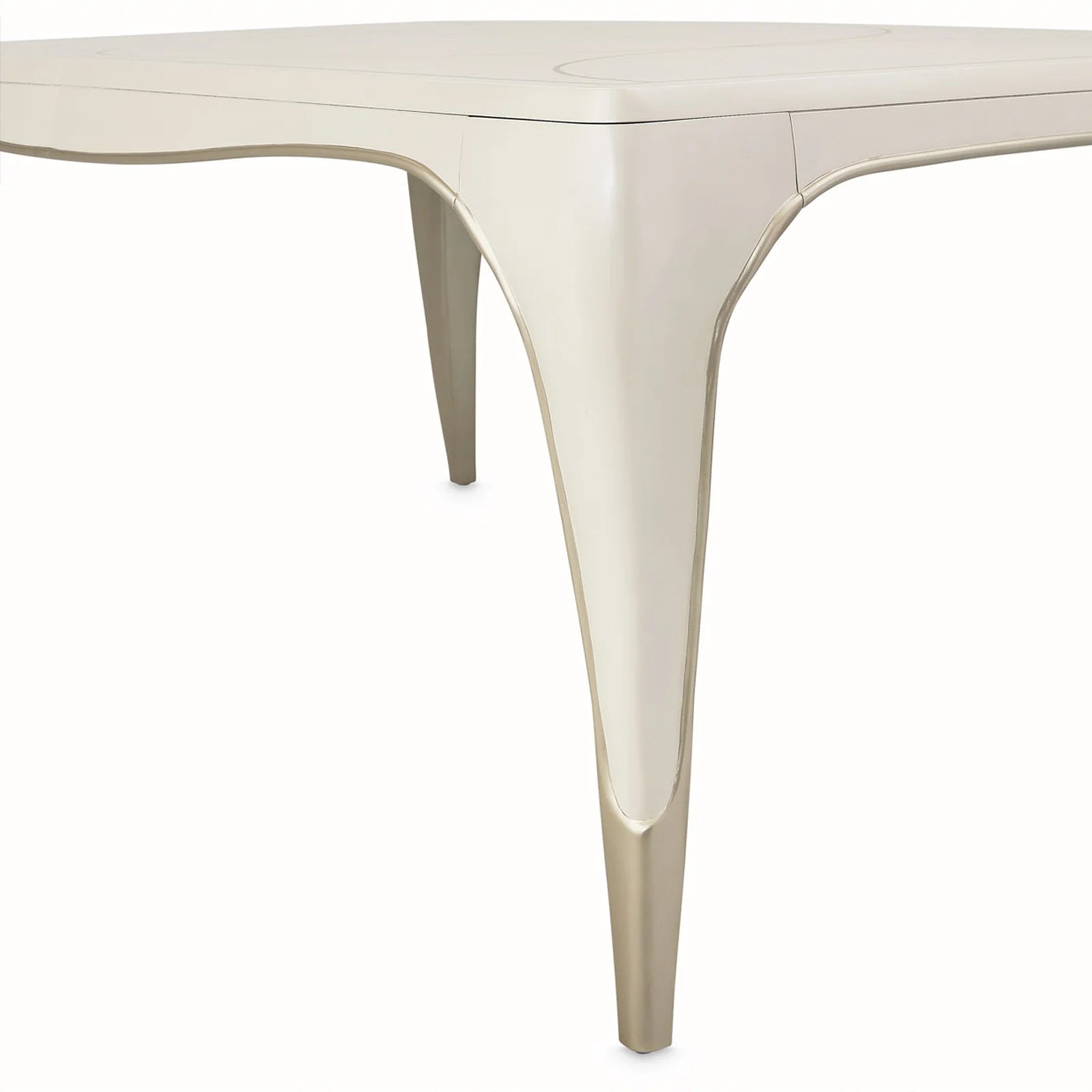 London Place Creamy Pearl Rectangular Dining Table with Platinum Accents