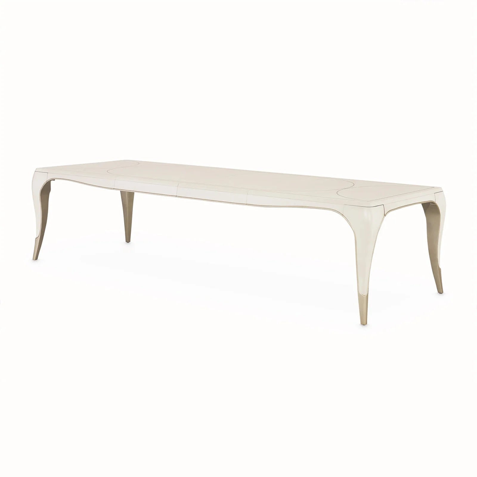 London Place Creamy Pearl Rectangular Dining Table with Platinum Accents