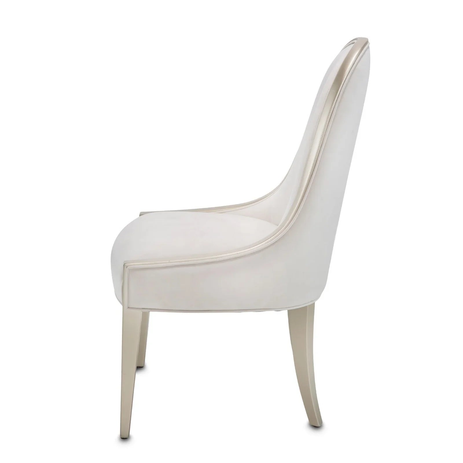 London Place Creamy Pearl Velvet Side Chair with Platinum Accents