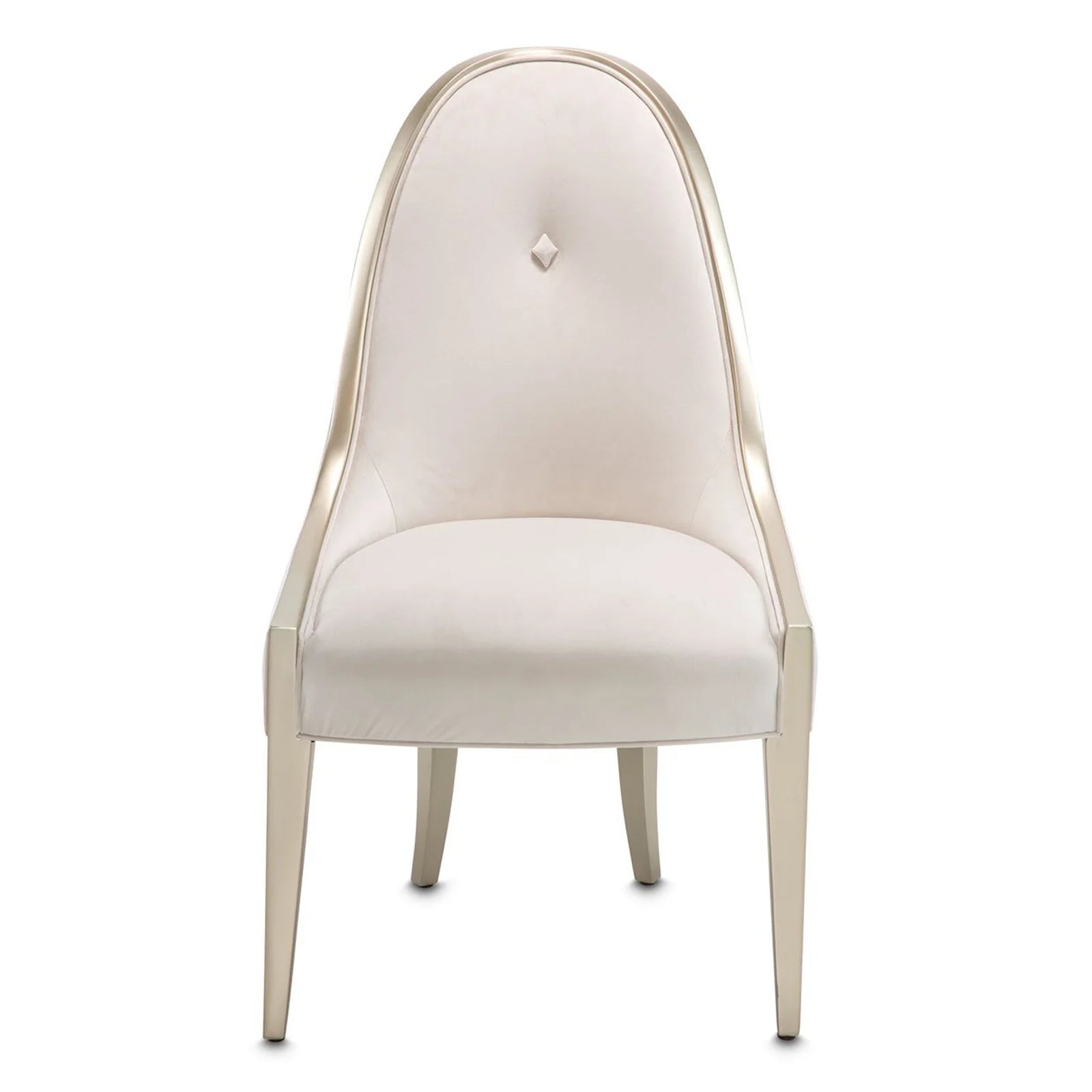 London Place Creamy Pearl Velvet Side Chair with Platinum Accents
