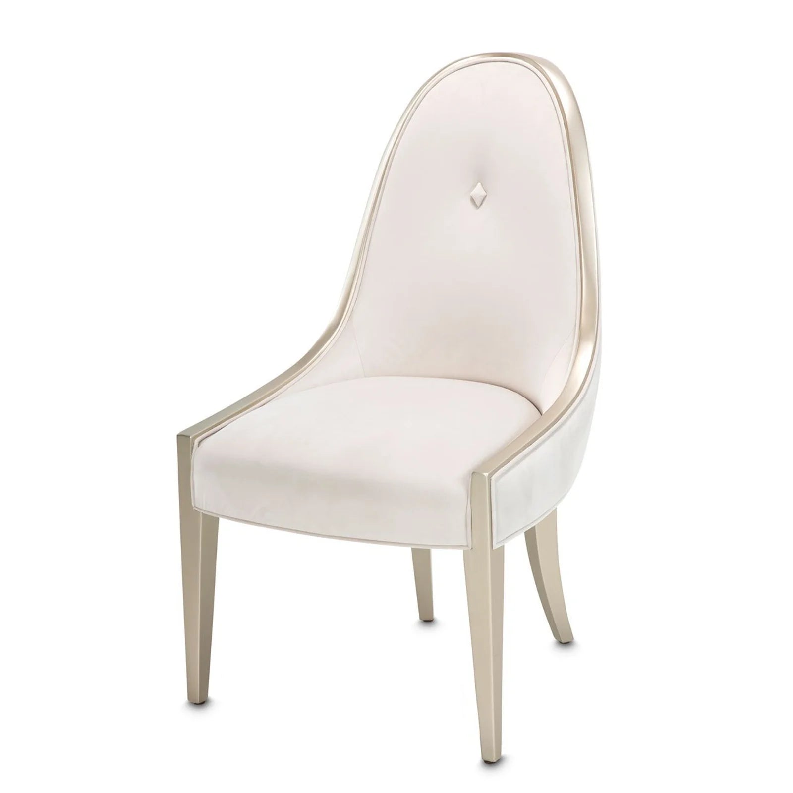 London Place Creamy Pearl Velvet Side Chair with Platinum Accents