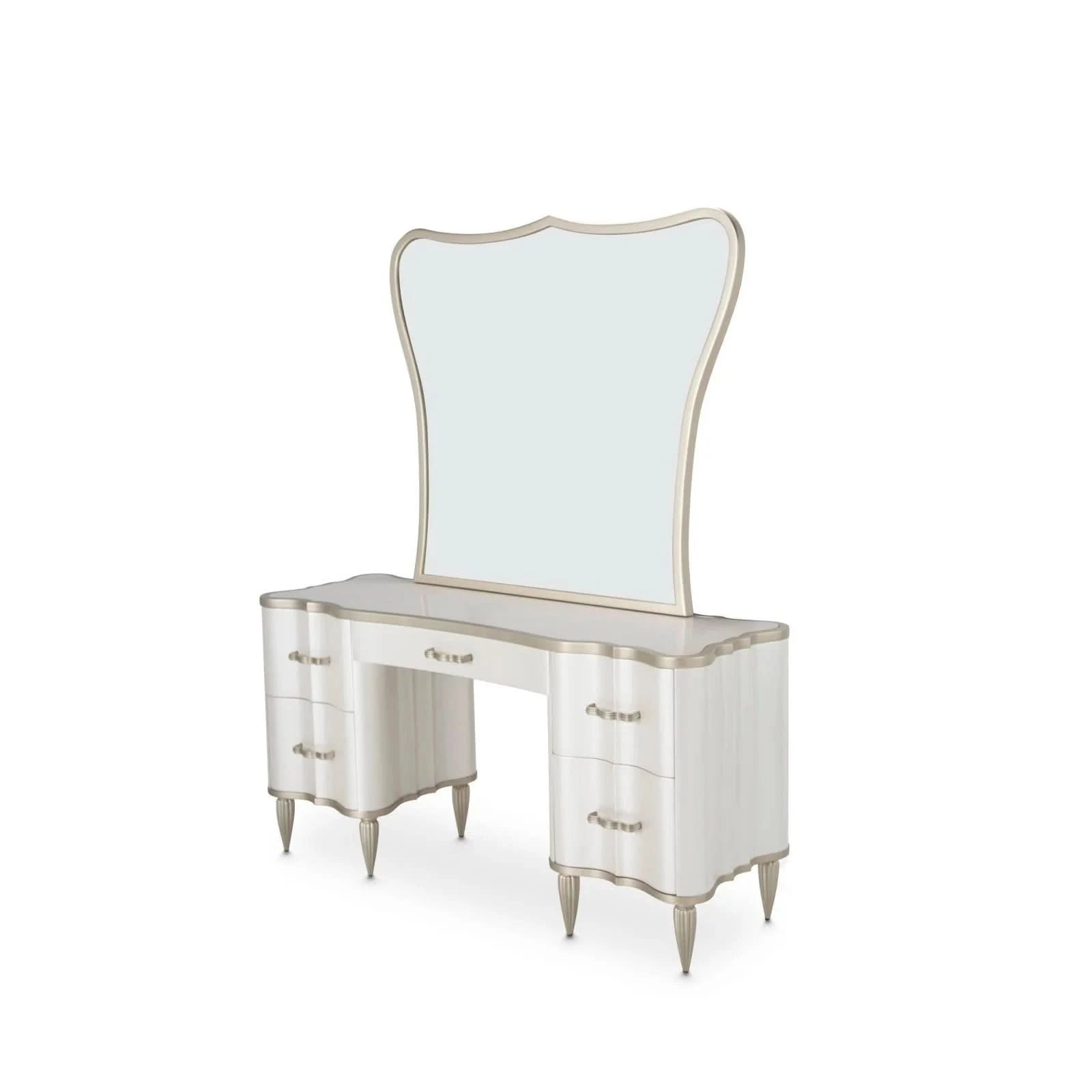 London Place Pearl Cream Modern Glam Vanity with Mirror