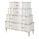 London Place Pearl Cream Modern Glam Tiered 6 Drawer Storage Chest