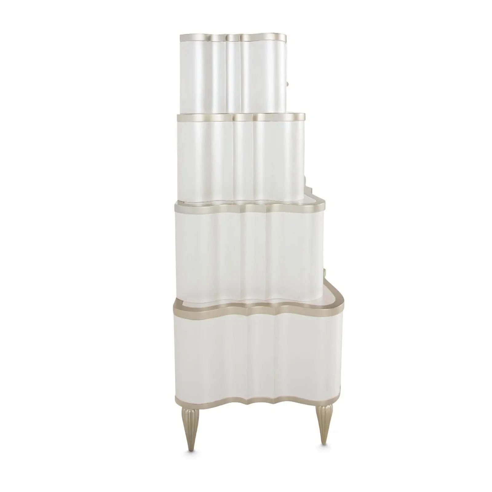 London Place Pearl Cream Modern Glam Tiered 6 Drawer Storage Chest