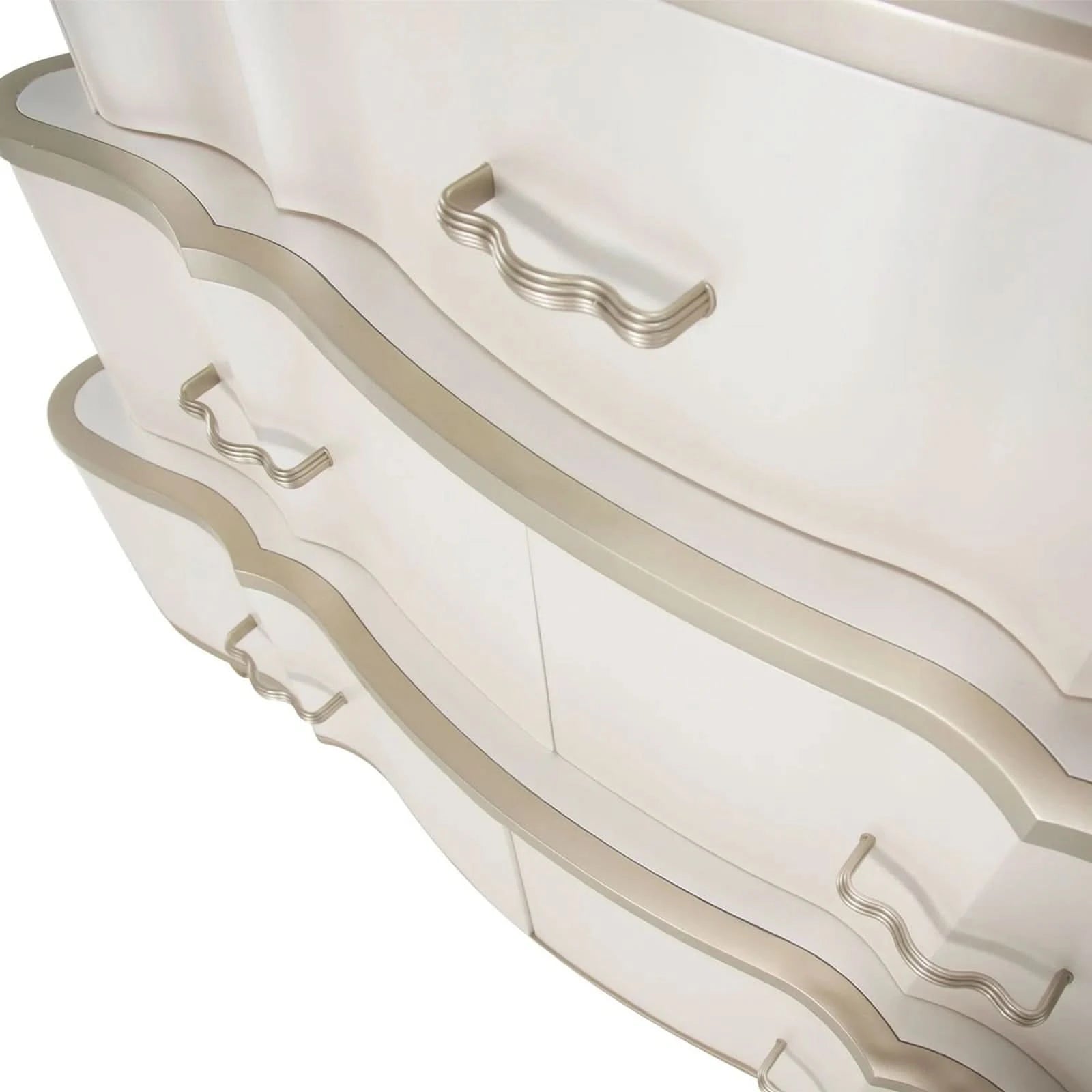 London Place Pearl Cream Modern Glam Tiered 6 Drawer Storage Chest