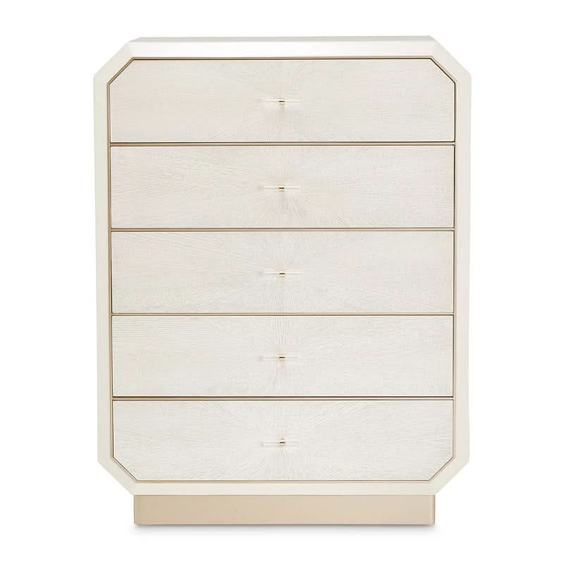 La Rachelle Medium Champagne Modern Glam 5 Drawer Chest
