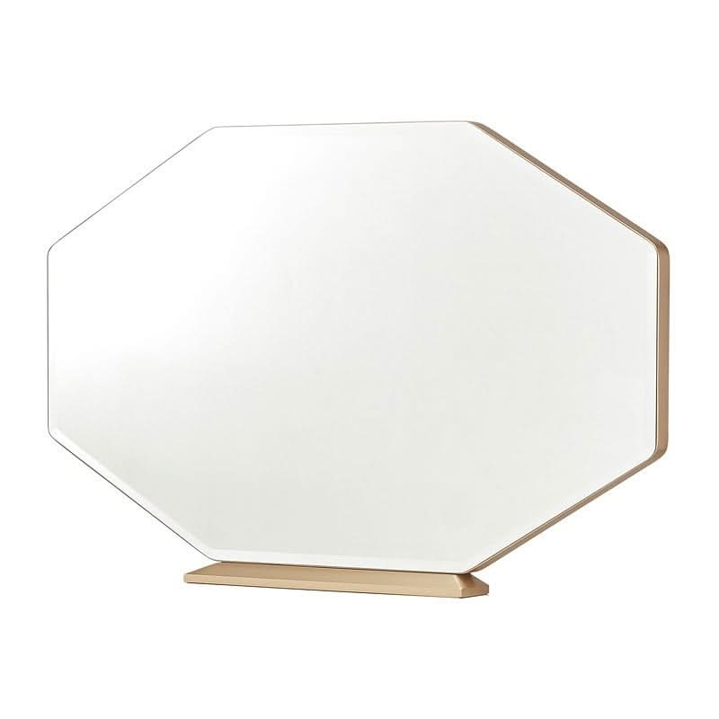 La Rachelle Champagne Modern Glam 5-Piece Bedroom Set with Upholstered Panel Bed, Dresser & Mirror