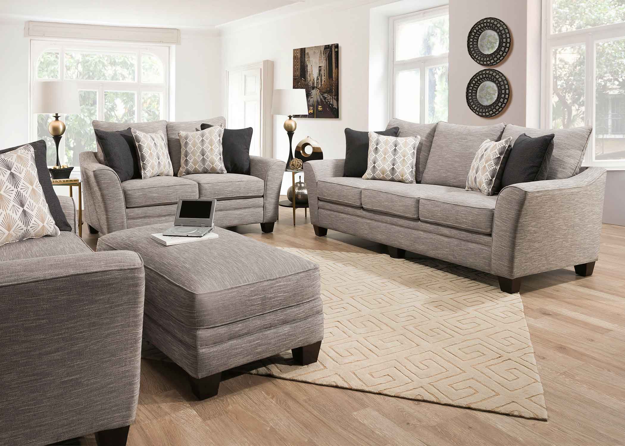 Springer Fog Loveseat with Flared Arms and Reversible Cushions
