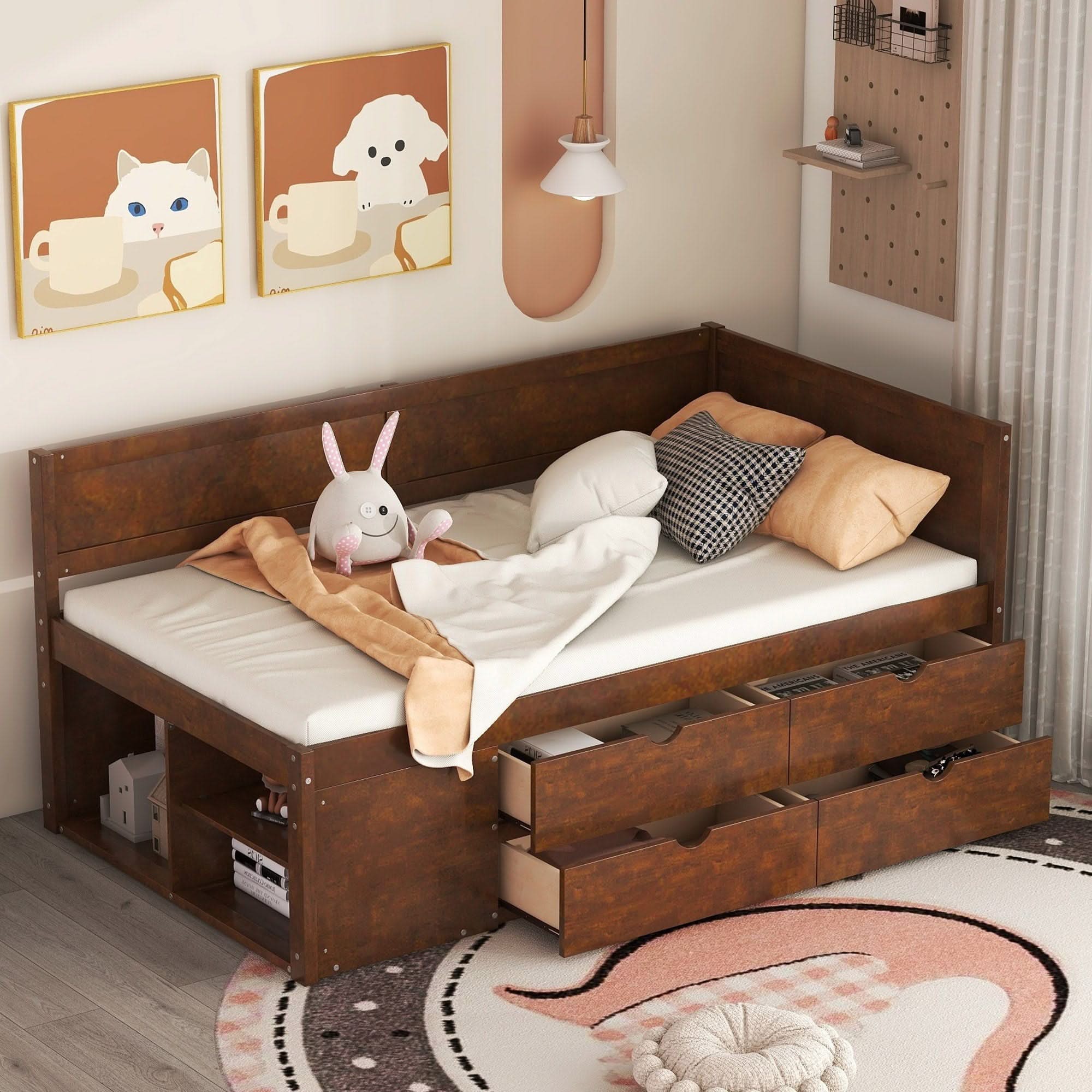 Daybed With Drawers And Shelves
