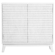 Gambon 2-door Wood Honeycomb Pattern Accent Cabinet White