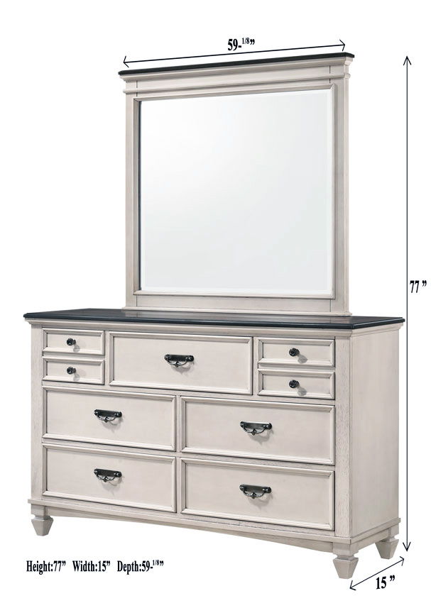 Sawyer - King 5 Piece Bedroom Set - Antique White