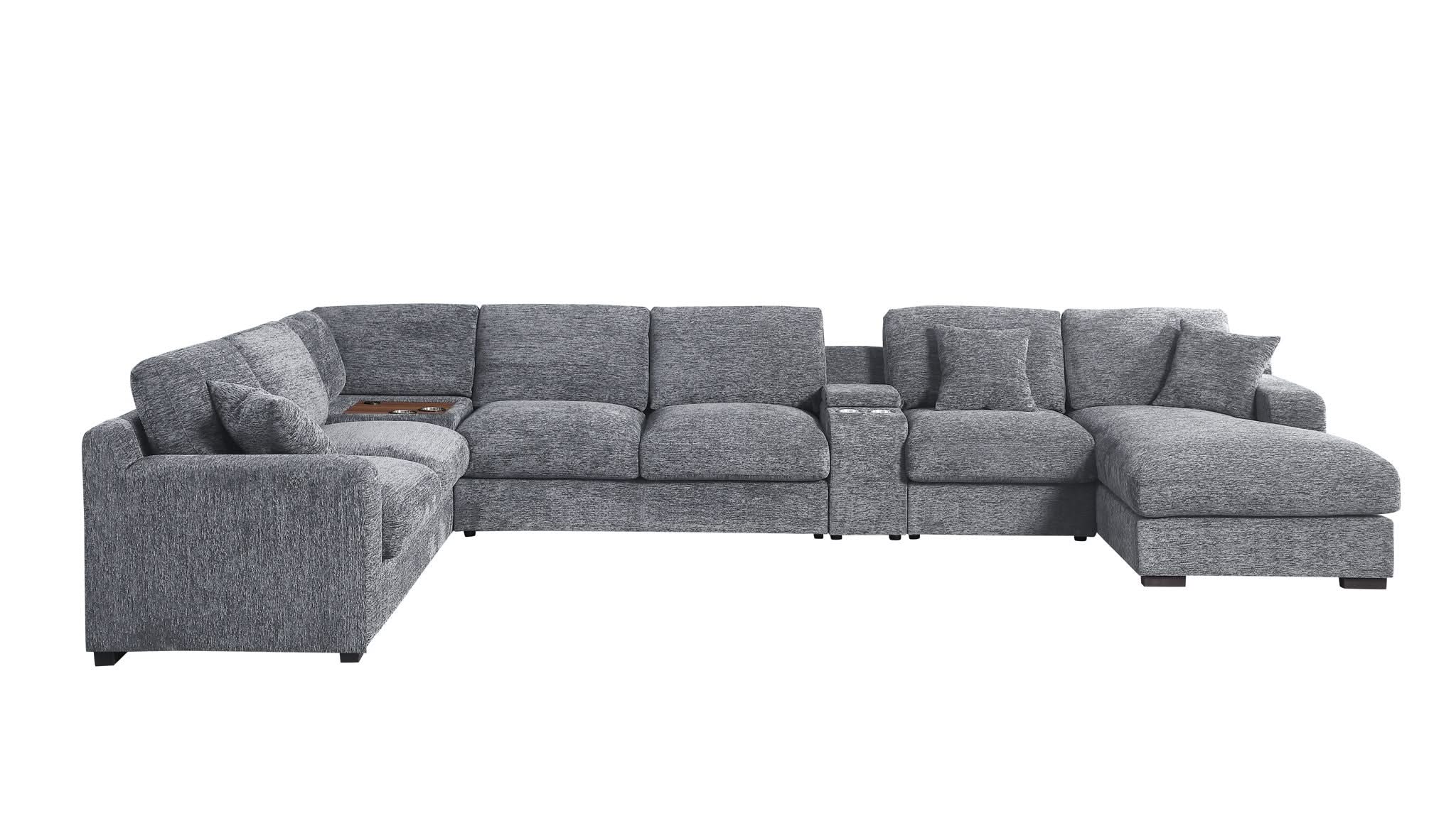 Celine - Fabric Corner Sectional Sofa With Right-Facing Chaise, Cupholders, And Charging Ports