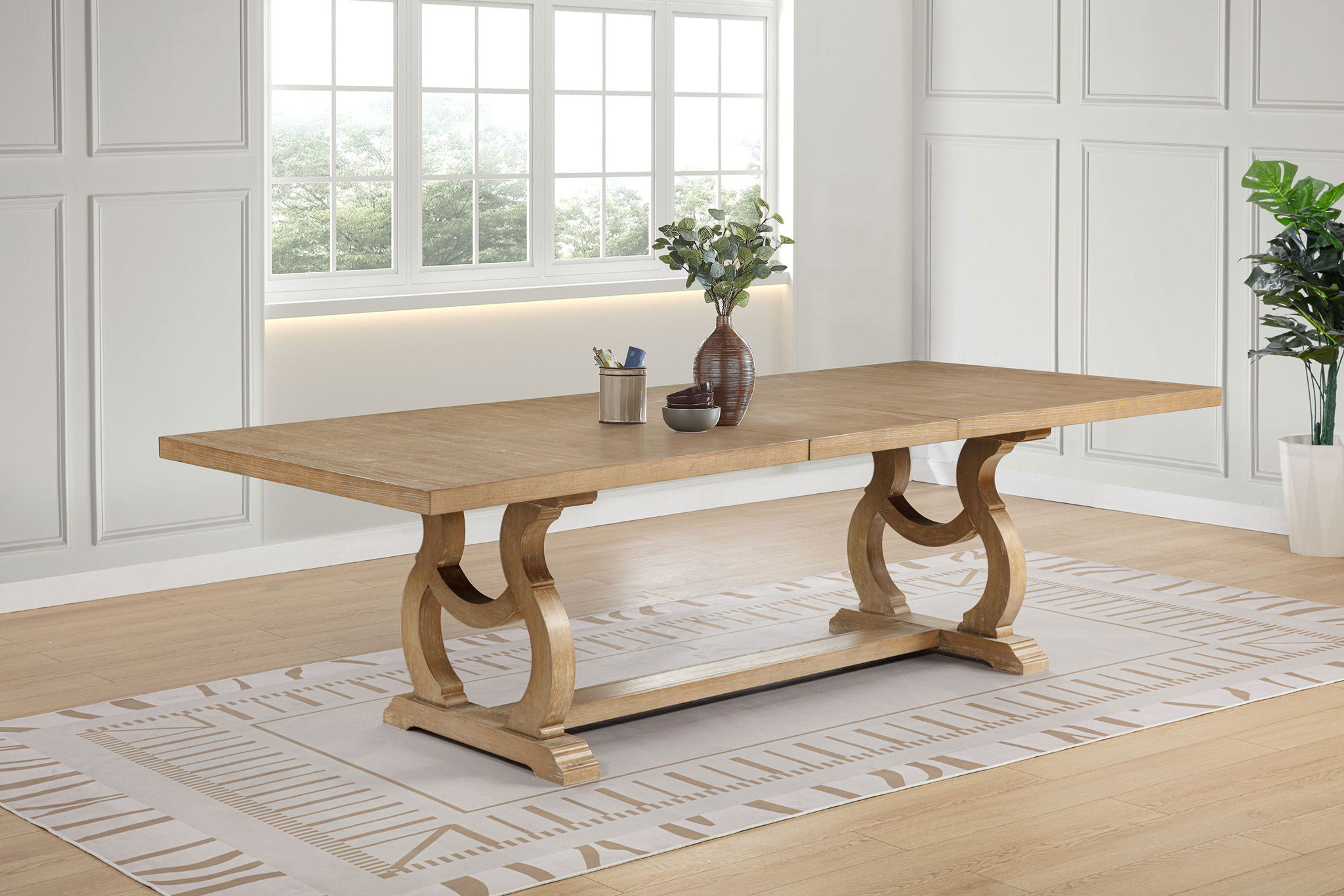 Brockway 104-inch Extension Leaf Dining Table Barley Brown