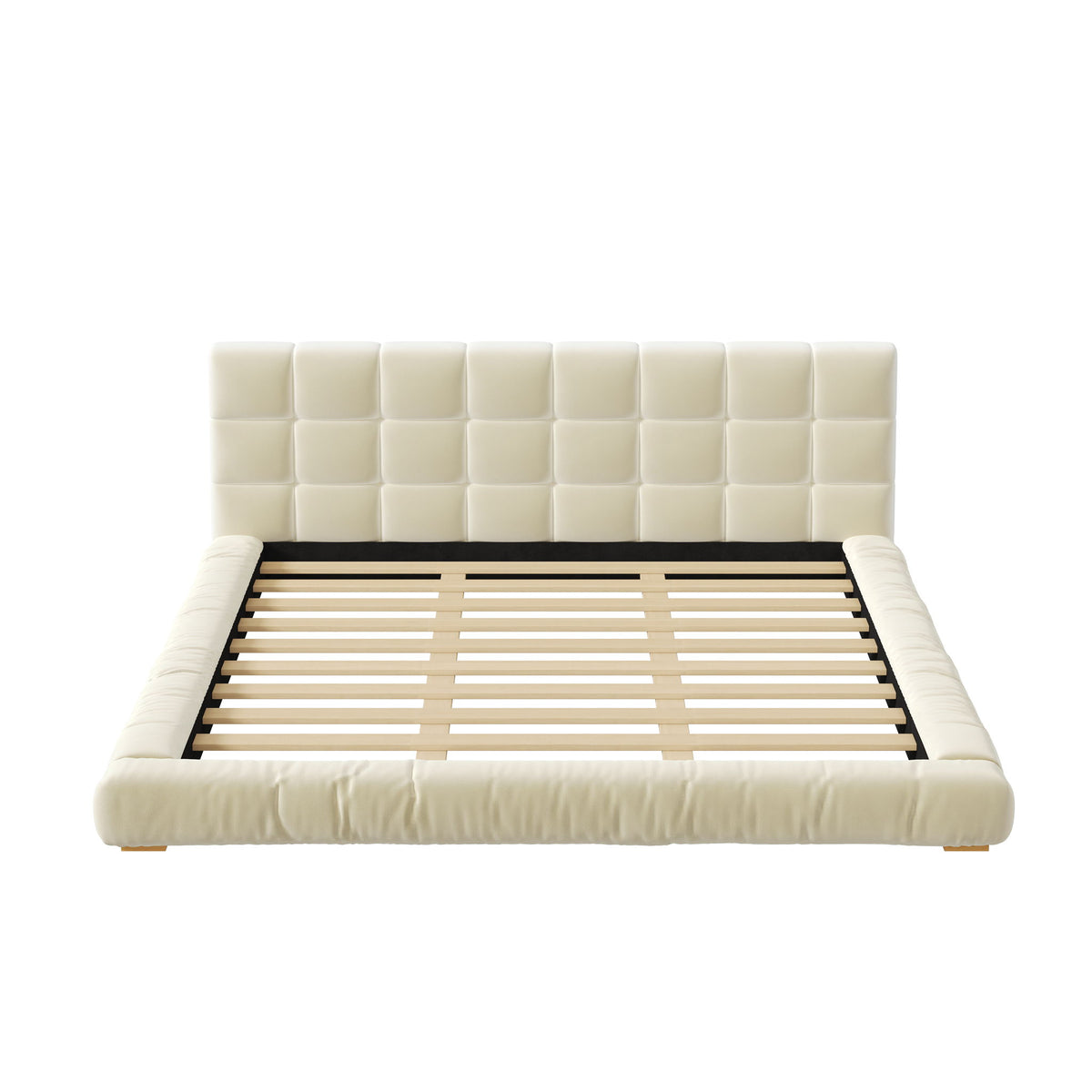 Upholstered Platform Bed Frame With Tufted Headboard
