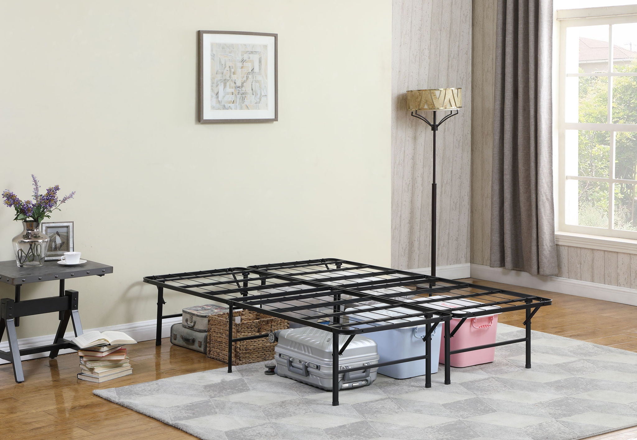 Mabel Metal Eastern King Mattress Support Platform Bed Black