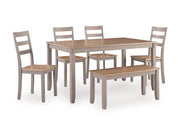 Harperfeld - Dining Room Table Set (Set of 6) - Natural / Gray