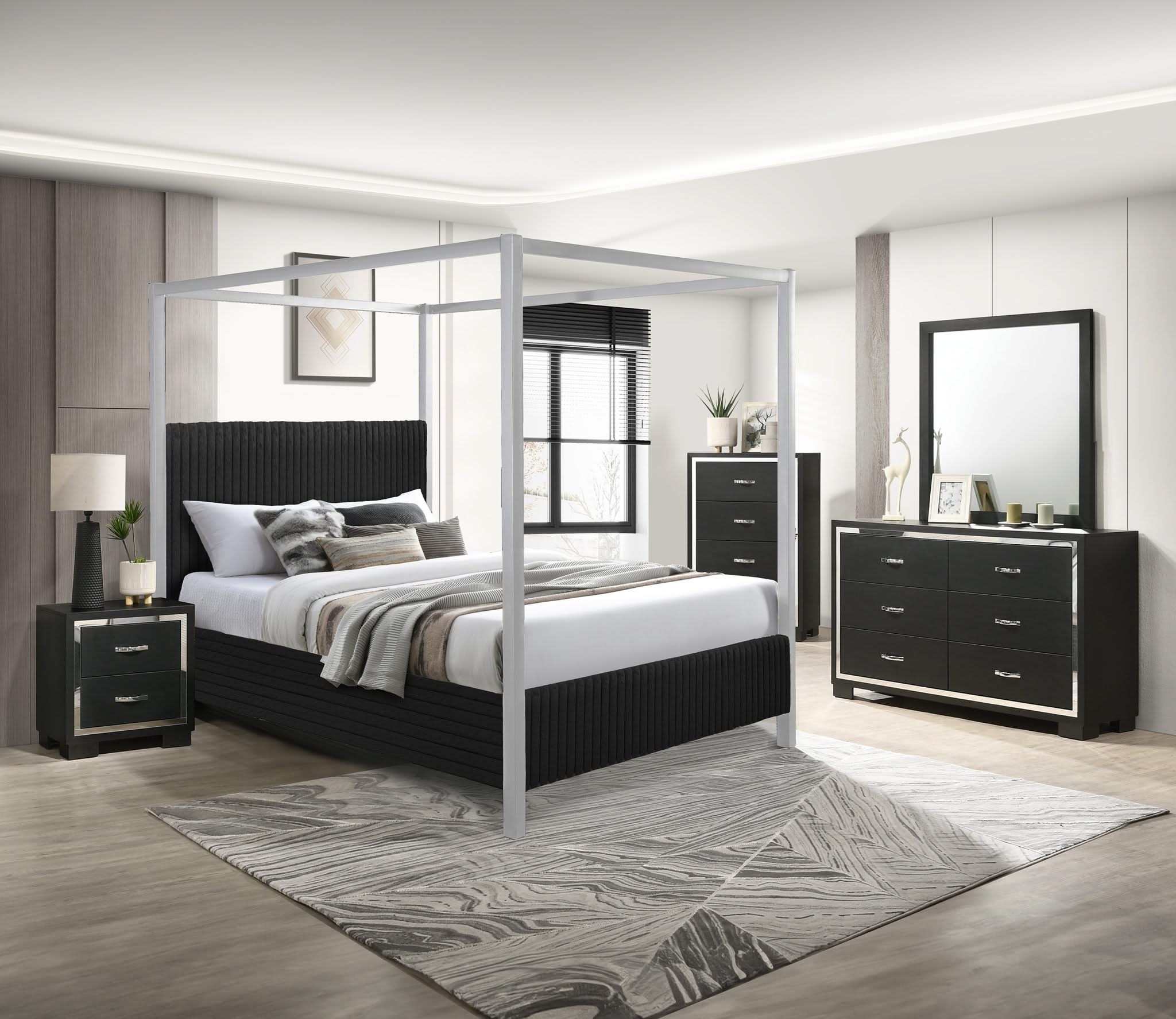 Cora - King Canopy Bed - Black