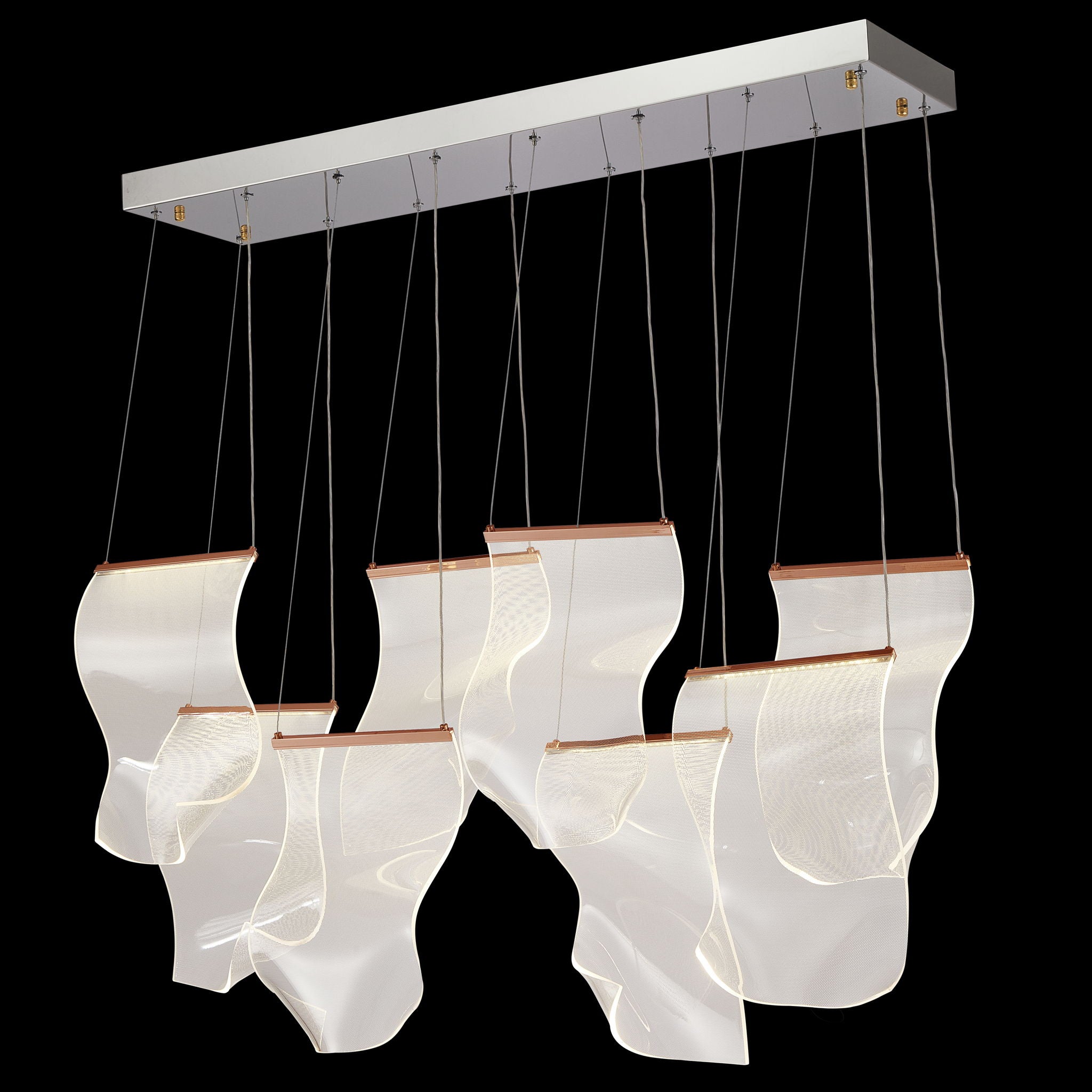 Michael Amini Lighting - Sheer Waves 8-Light Modern LED Chandelier - Rose Gold