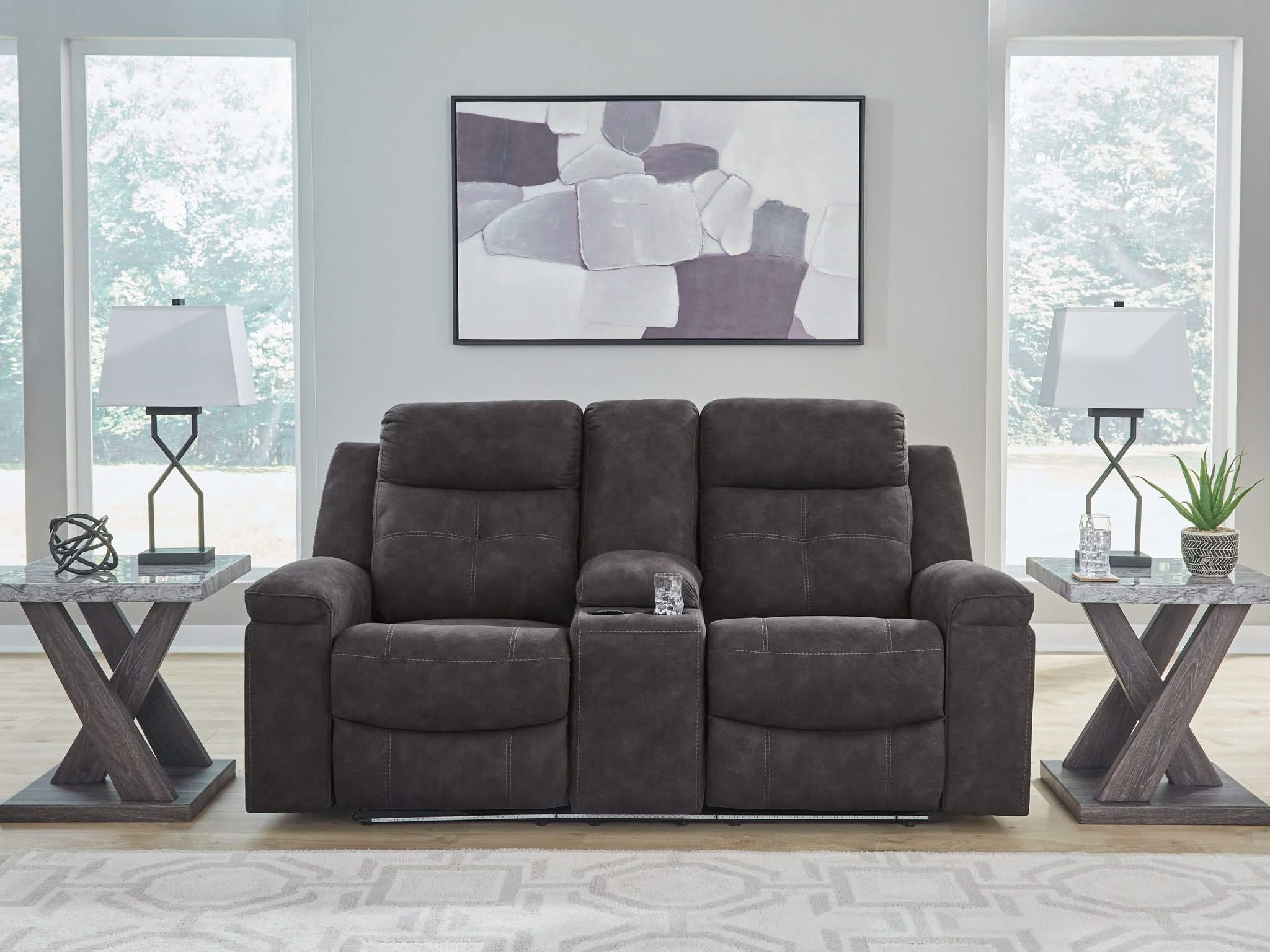 Brysonview - Double Reclining Loveseat With Console - Charcoal