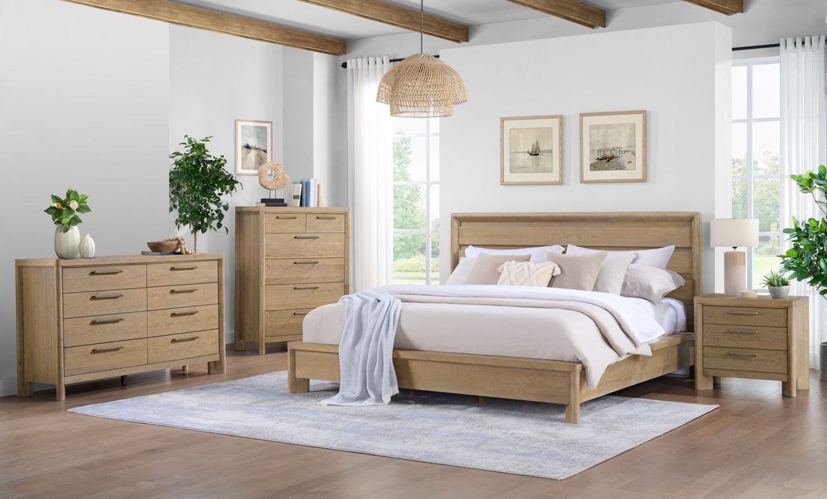 Panel Bed Frame With Unique Headboard And Included Slats