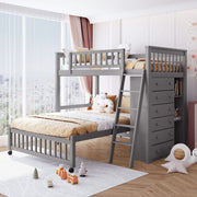 Bunk Bed With 6 Drawers And Flexible Shelves, Bottom Bed With Wheels