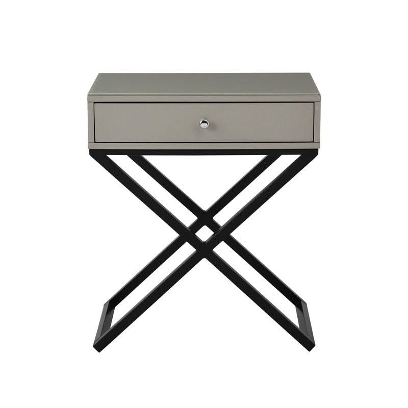 Koda - End Side Table Nightstand, Drawer And Cross Base