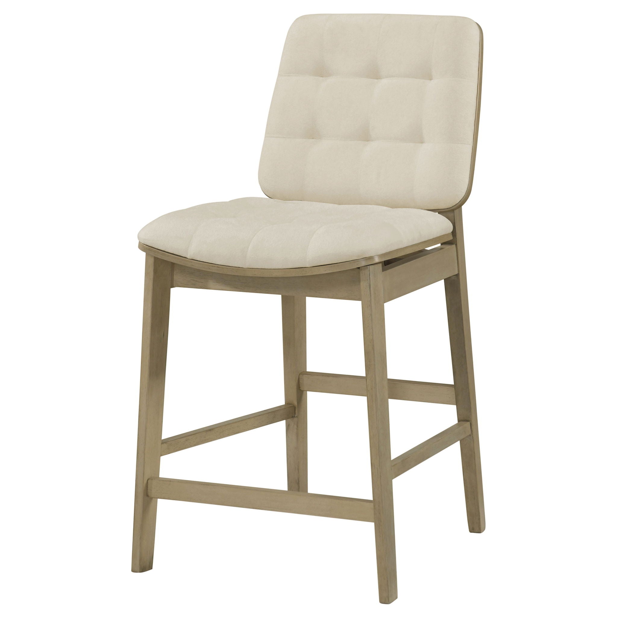 Redbridge Velvet Upholstered Counter Chair Cream and Natural Oak (Set of 2)