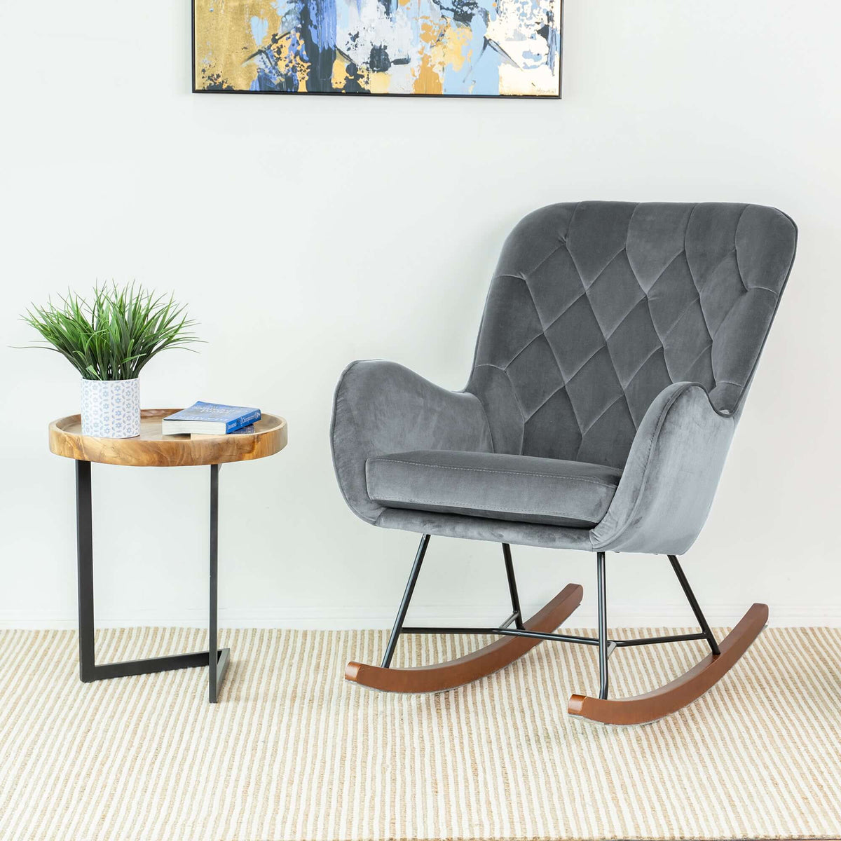 Hannah - Rocking Chair - Gray - Exclusive Furniture