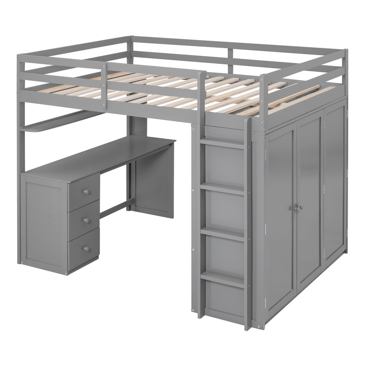 Loft Bed With Drawers, Desk, And Wardrobe